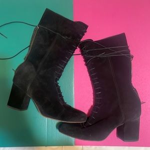 $299 Free People s 38 7.5 suede lace boot Portugal Anthropologie madewell Jcrew